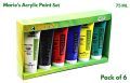 Marie's Acrylic Color Set, 75ml Tubes, 6 Assorted Colors/Box. 