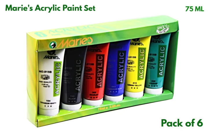 Marie's%20Acrylic%20Color%20Set,%2075ml%20Tubes,%206%20Assorted%20Colors/Box%20-%20Image%202