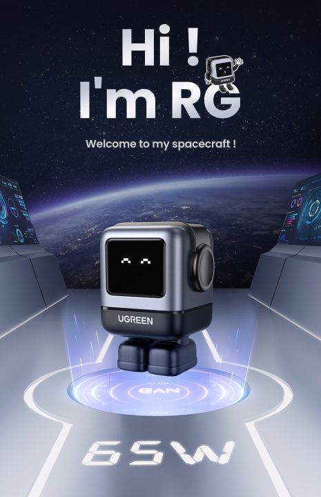 UGREEN 15570 GaN Charger 65W Robot Design PD Fast Charger PPS PD3.0 for iPhone 15 14 13 Fast Charge forXiaomi Laptop Macbook