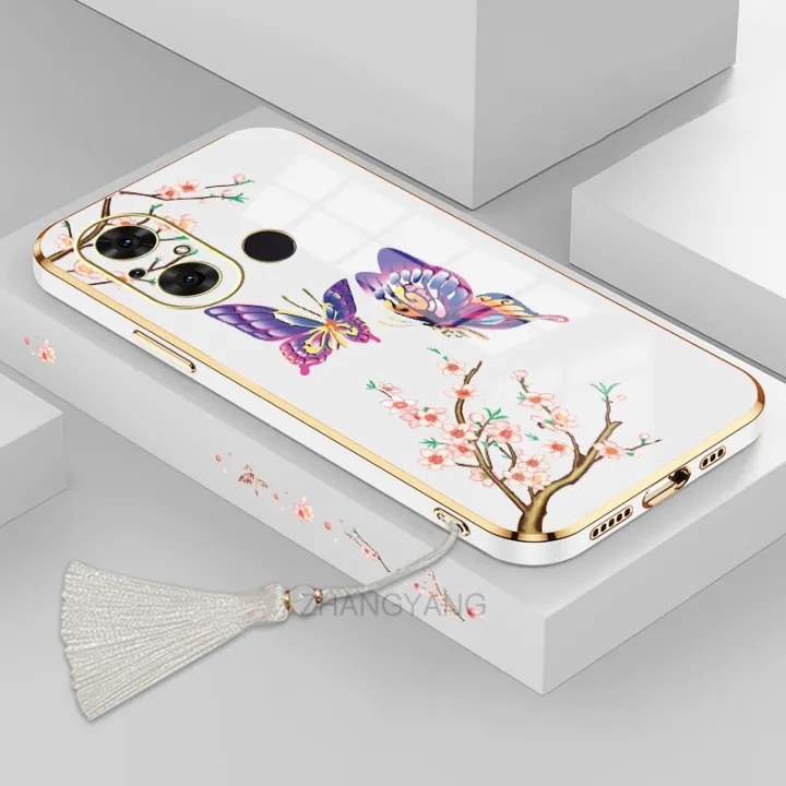 Casing%20for%20Redmi%2012C%20Phone%20Case%20Plating%20Straight%20Edge%20Silicone%20Phone%20Case%20Beautiful%20Butterfly%20Pattern%20Send%20Tassel%20Lanyard%20-%20Image%204