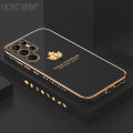 Hontinga for Samsung Galaxy S22 Ultra 5G Back Cover Luxury 6D Plating Maple Leaf Side Pattern Case Soft Silicone Square Phone Cases. 