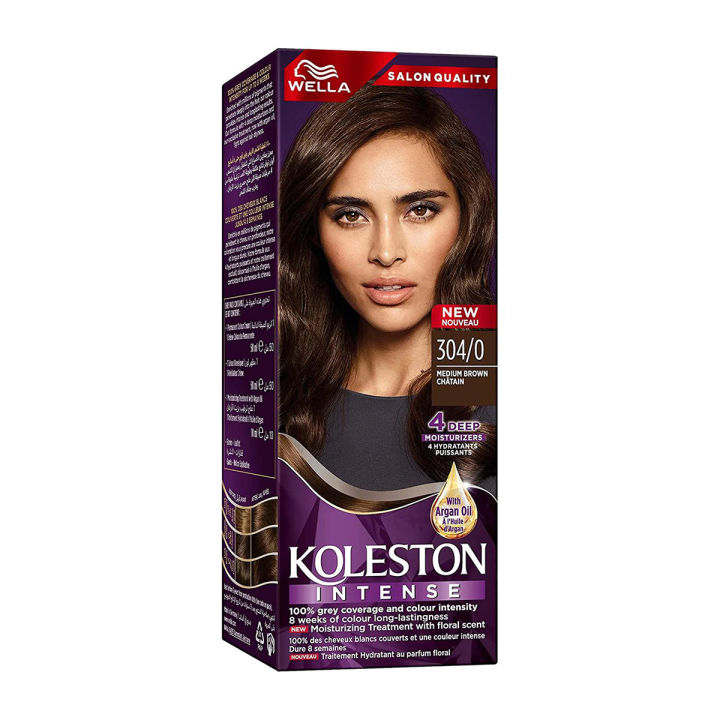 Wella Koleston Hair Color Creme, 304/0 Medium Brown, 110 ml