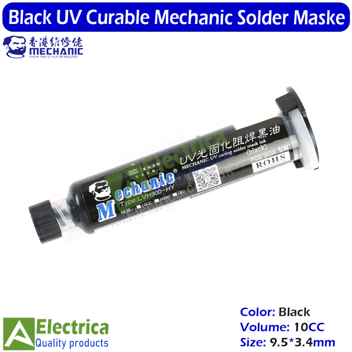 UV Mechanic Black Color UV Curable Solder Past 10cc for BGA Circuit Βoard Soldering Protect Past  by Electrica