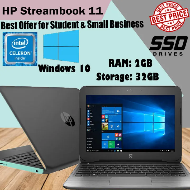 HP Stream 11 Pro G2 inches HD Display, Windows or 10