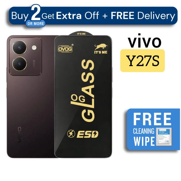 1-5 Pcs - vivo Y27S - Premium Quality OG Glass Screen Protector - Extra Smooth touch - With Cleaning Wipe