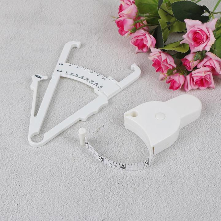 2Pcs/Set White PVC Body Fat Caliper Measure Tape Tester Fitness for Lose Weight