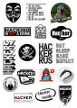 Stickers Pack Black n White Hackers laptop mobile water bottles guitar fridge. 