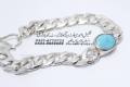 men bracelet pure silver 48 grams heavy chandi 925 with  pure natural feroza. 