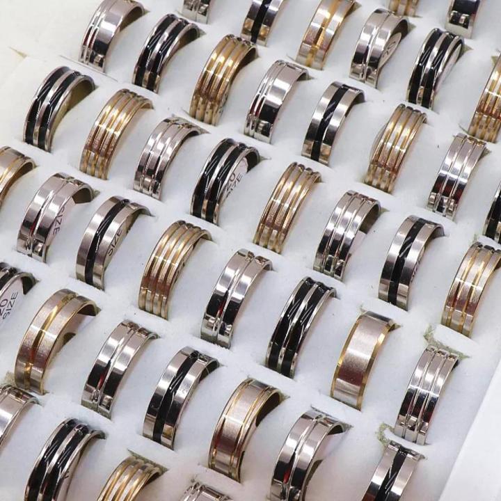 Wholesale 2pc Mixed Style Stainless Steel Rings Women Mens Ring Latest design inly engraved mix desing