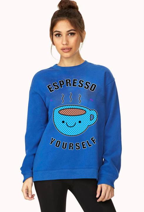 ESPRESSO blue New Fashion Printed Fleece sweetshirt For Womens