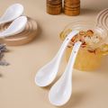 6 Pcs  Ceramic Soup Spoons set- Table Spoons for Soup and Rice - Deep Oval Hole - White Color -High Quality Ceramic Spoon's - With Hanging Hole - Microwave Safe Soup Spoon's-. 