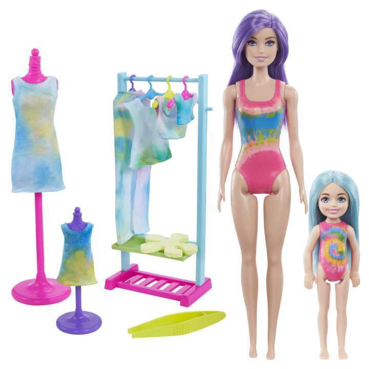 Barbie doll Color Reveal Gift Set Tie-Dye Fashion Maker With 2 Barbie Dolls