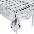 Silver Color Metallic Plastic Table Cover (137 x 183 cm) For Birthday, Wedding, Engagement, Bridal Shower Party Decoration. 