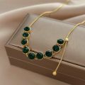 Al Asar Fashion Green Zircon Necklace for Women Luxury High Quality Chain Adjustable Pendant Jewelry. 