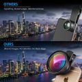 Phone Camera Lens, 0.6X Super Wide Angle Lens, 4K HD Super 15X Macro Lens,  Fish Eye Lens  180* 2 in 1, 2Clip-On Cell Phone Lens Attachment Kit for iPhone, Samsung, PC, Other Smartphones.. 