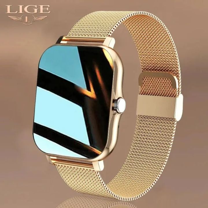 LIGE Smart Watch Women Waterproof 1.69 Full Touch Screen Heart Rate Clock Fitness Tracker Watch Bluetooth Call Smartwatch Lady