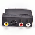 SCART Adaptor AV Block To 3 RCA Phono Composite S-Video With In/Out Switch GOLD. 