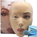 Makeup Practice Facial Board with Stand , 5D Silicone Full Face Practice Eyelash Eye Shadow, For Makeup Artist, Beginners,  Simulated Human Model Practice Makeup Face Reusable Practice Board For Teaching. 