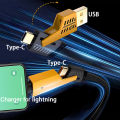 4 in 1 USB C Fast Charging Cable with 60W PD, Data Transfer, Type C, Micro USB and Lightning Compatibility, 1 Meter. 