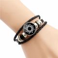 Luminous Sun & Moon Couple Bracelets – Adjustable Black & Pink Braided Leather Matching Bracelets for Couples, Glow-in-the-Dark Charm Jewelry Gift for Him & Her. 