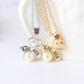 2pcs/set Heart Big Sis Lil Sis Necklace For 2 Handstamped Bff Chains Pendant Family Necklace Engraved Girl Sister. 