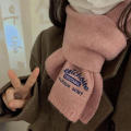Korean Winter Warm Scarf For Women Fashion Letter Knitted Wool Yarn Neckerchief Muffler Female Shawl Neck Wraps Bufandas Solid. 