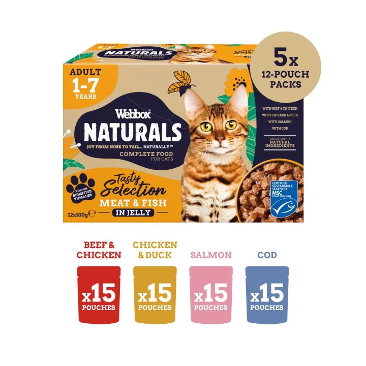 Webbox Naturals Fish & Meat in Jelly Wet Cat Food 1+ Jelly Best For All Cats - 100 Grams - From uk