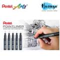 Pentel Pointliner S20P Technical Drawing Drafting Sketching Pen [Set of 5] (0.05/0.1/0.3/0.5/0.8MM). 