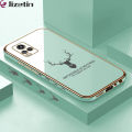Jizetin (Free Lanyard) for Vivo V20 / V20 2021 Back Cover Antlers Luxury 6D Plating Case Side Pattern Soft Silicone Square Phone Cases. 