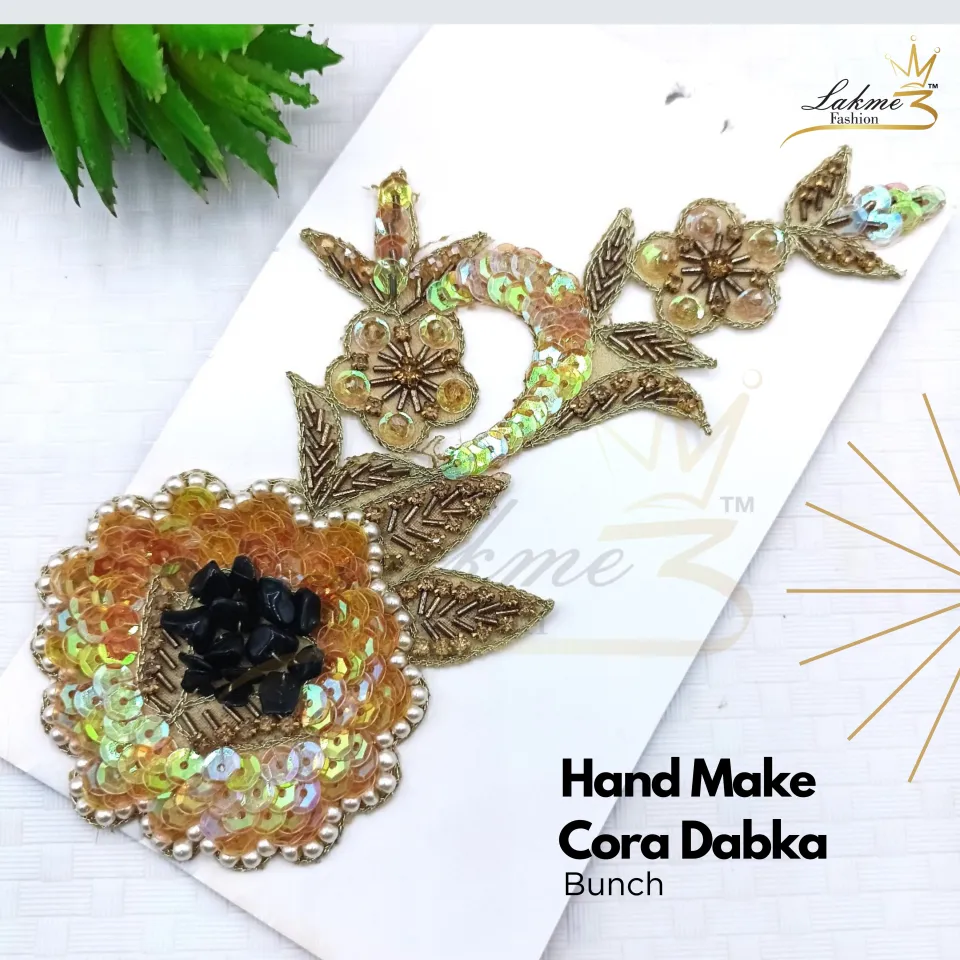 Pack 1) Hand Make Bunch , Kora Dabka Mix Design Golden, Silver, Black,  Copper and Multi Color