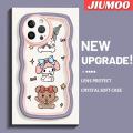 JIUMOO For iPhone 12 Pro Max Case Cartoon My Melody And kuromi Lovely Cream Wave Border Shockproof Phone Cases Creative Transparent Casing. 