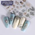 Green forest Nail Art Sticker Flower Design Embossed Slider 5D Nail Decal. 