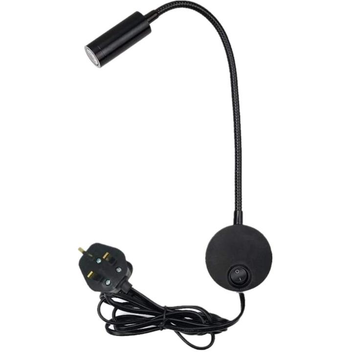 Youngine Flexible Gooseneck Plug in Reading Lamp Art Works Show Accent Light Wall Mount Sconce Spot Lamp Fixture with On/Off Switch (01BlackWarm) Warm white