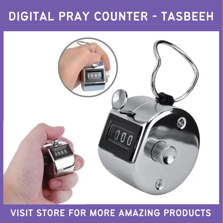 Hand Tally Counter Steel Material Tasbeeh Clicker Tally Counter Tasbeeh Zikr Tasbih_Counter Tasbeeh Tally Counteror Tasbeeh / Zikr Tasbih_ Stress Relaxation | Hand Tally Counter 4 Digit Tasbih