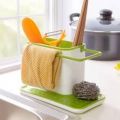 3 in 1 Kitchen Sink Organizer Stand Sink Draining Holder Towel Rack Storage Box (for Dishwasher Liquid, Brush, Cloth, Soap, Sponge). 