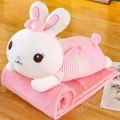 Baby Cute N Lovely Stuffed Animal Pillow Plush Toy Set With Blanket Soft Warm Folding Blanket - Infant Toddler Kids Blanket with Character Head Or Back Support Pillow. 