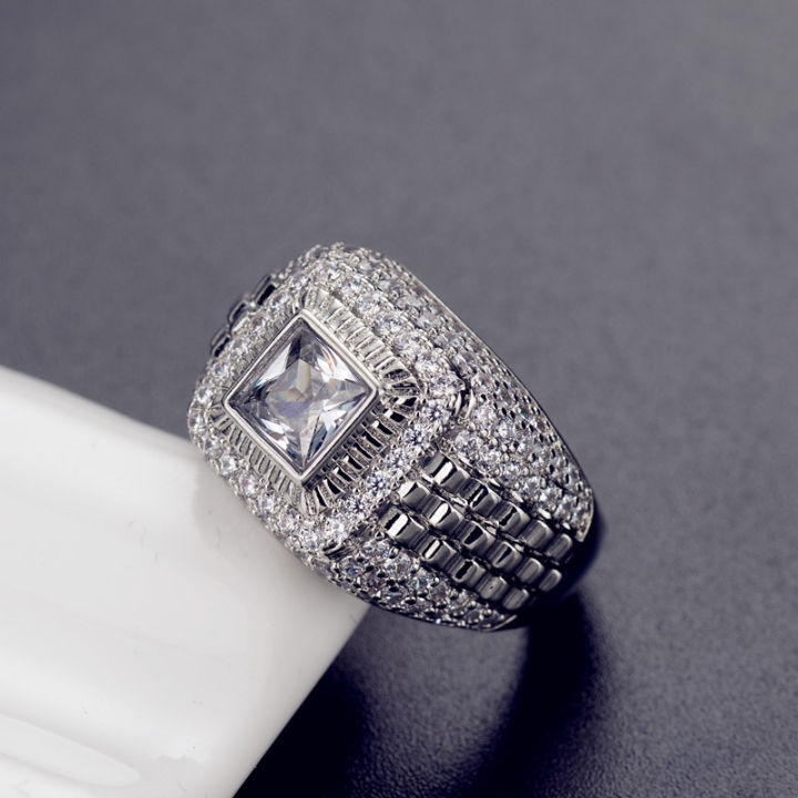 Mens Hip Hop Ring Iced Solitaire Personalised Turkish Jewelry Dropshipping CZ Punky Rappers Ring Star CLASSIC Alloy Zircon