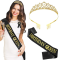 Birthday Sash And Crown Birthday Girl Queen Birthday Party Crown Shoulder Strap Party Supplies Fashion Decoration. 