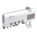 Solar UV Light Ultraviolet Toothbrush Sterilizer Automatic Toothpaste Dispenser Wall Mount with 4 Toothbrush Holder. 