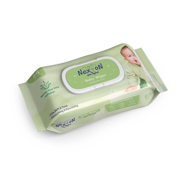 Nexton  Baby Wipes Alovera Green 64 pcs pack