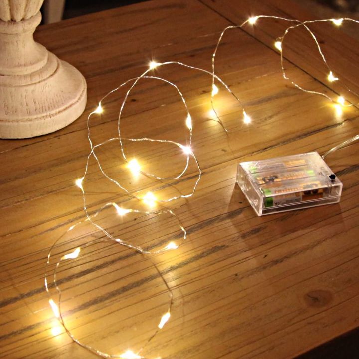 Lights4fun Festive Lights 20 LED Battery Powered Micro Fairy Lights with Silver Wire (Warm White)