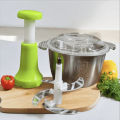 Manual Stainless Steel Multifunctional 2L Hand Push Chopper – 4 Curved Stainless Steel Blades, Meat & Vegetable Cutter, Portable Food Processor Bowl, Easy to Clean, Ideal for Kitchen Use. 