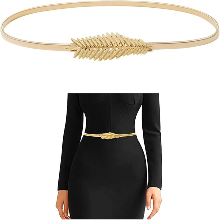 Flower Leaves Metal Buckle Belt for Women Ladies Elastic Waist Chain Belts Female Gold Thin Belts Ceinture Femme Pasek Damski