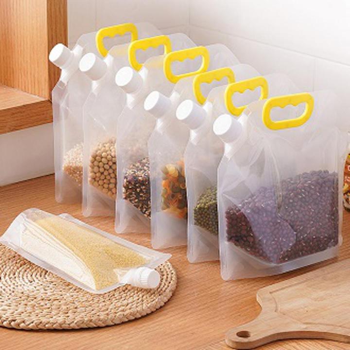 (Pack of 2) Sealed Storage Bag Rice Packaging Bag Grains Moisture-Proof Insect-Proof Transparent Thickened Portable Food-Grade Bag (2.5 liter)