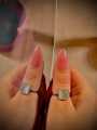 Elegant ring, rectangular style ring, White Stone Ring, Sterling Silver, Halo Design, Women's Fashion Jewelry, Modern Glam Accessory. 