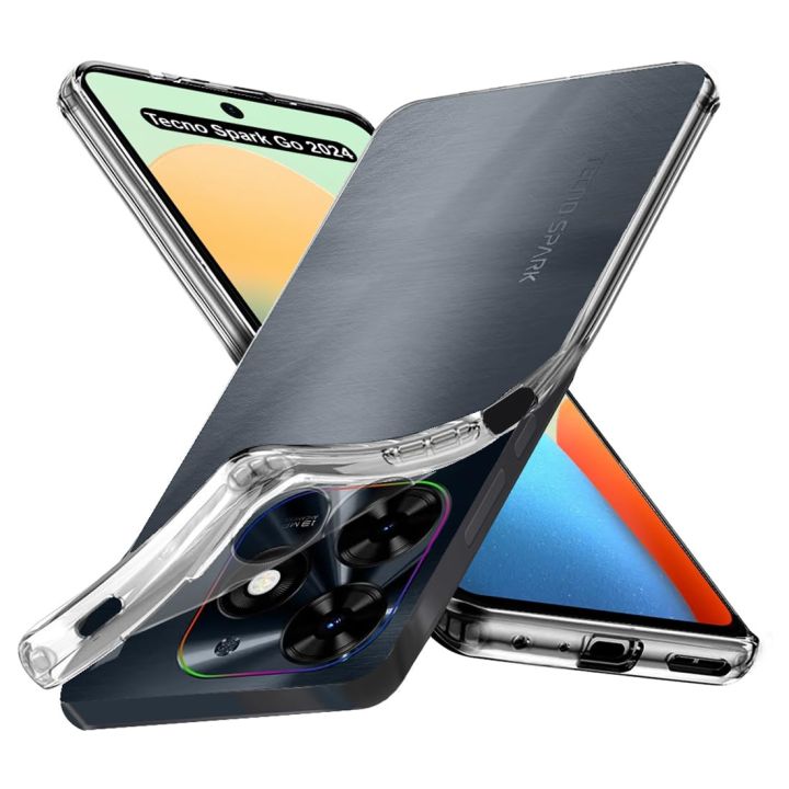Near Mart Infinix Smart 8, Infinix 8 Pro, Infinix 8 Plus, Shockproof Back Case Ultra Clear Soft Silicone Cover Anti Shock and Anti-Resistant Clear View Transparent