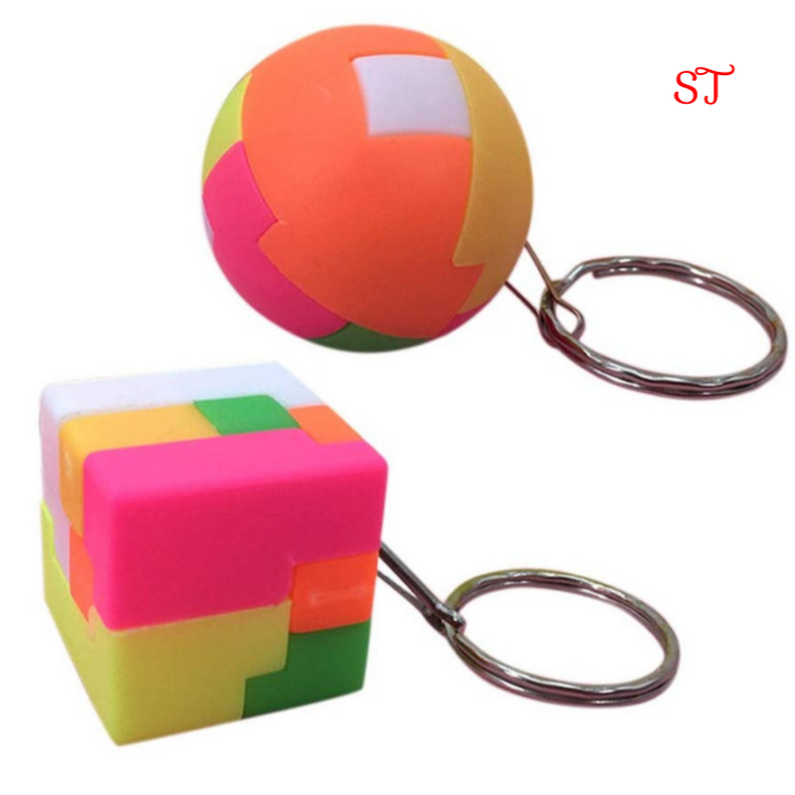 Key Chain Puzzle Cube & Sphere | Colorful Mini Rubik Magic Cube & Sphere