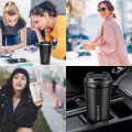 Temperature Display Indicator Sipper 510ML Vacuum Insulated Stainless Steel Tea Coffee Mug Thermos Flask Travel Mug - Tumbler with Flip Lid Mesh Filter Hot and Cold. 
