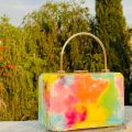 Aquarelle Sky Classic Pastel Dreamscape Box Clutch for Ladies - Colorful Crossbody Bag for Women. 
