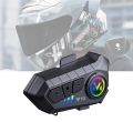 K06A Motorcycle Helmet Bluetooth Headset - Wireless Intercom & Music Player - Waterproof, Intelligent Noise Reduction with RGB Lights & Mic. 
